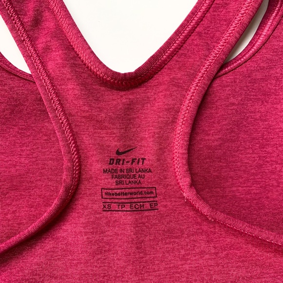 Nike Pro Dry-Fit Racerback Heather Pink Logo Sports Bra - Picture 6 of 7